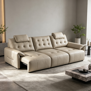 Sofá Seccional Moderno en Forma de L de Cuero Sintético con Respaldo Acolchado y Función Reclinable para Sala de Estar - Product Image 1