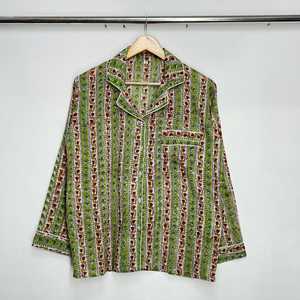 เสื้อชุดนอนผ้าฝ้ายพิมพ์ลายดอกไม้สำหรับผู้หญิงแขนยาวคอปกแบบพับได้เสื้อชุดนอนลำลองสวมใส่ในฤดูใบไม้ผลิ - Product Image 6