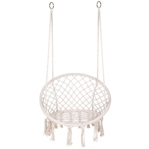 Fauteuil suspendu en macramé pour chambre et patio, balançoire <span class=keywords><strong>nid</strong></span> douillet en corde de coton tressée avec franges rondes, mobilier d'intérieur et d'extérieur - Product Image 2