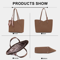 Tas Tote Wanita Besar Chrisbella Wholesale Fashion dengan Resleting, Set Lengkap Termasuk Dompet dan Syal