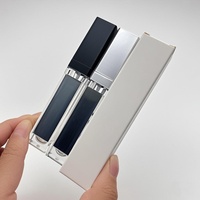 Vente en gros d'usine OEM 7 ml Private Label Non Marqué Petit quantité minimale de commande Argent Noir Led Brillant à Lèvres Rouge à Lèvres Tube de Brillant à Lèvres avec Verre Miroir