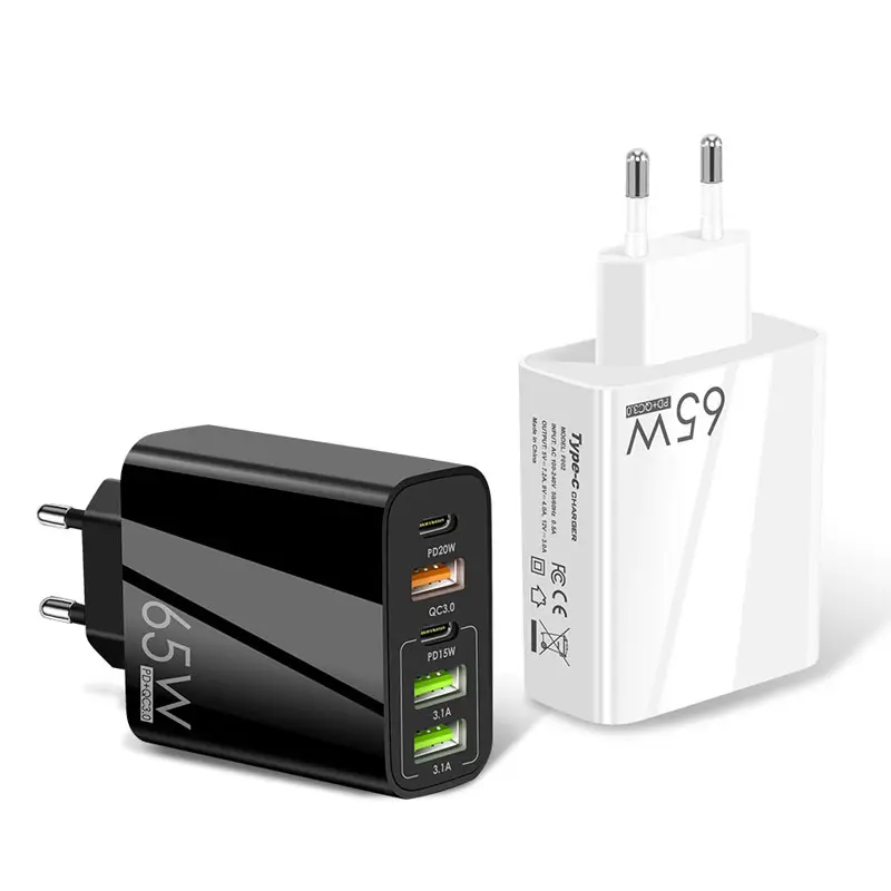 Charge 5 Devices at the same time 65W USB Wall Charger PD Fast Charging Adapter QC3.0 Mobile Phone Charger