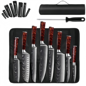 Set <span class=keywords><strong>di</strong></span> 11 <span class=keywords><strong>Coltelli</strong></span> da <span class=keywords><strong>Cucina</strong></span> in Acciaio Inossidabile con Motivo Damascato, Include Coltello Santoku e Borsa in Tessuto Oxford - Product Image 2