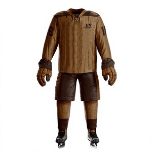 Uniforme de Hockey sobre Hielo Personalizado y Transpirable para Hombre, 100% Poliéster, Diseño con Textura de Madera, Impresión por Sublimación, Equipo de Protección, Talla Adulto - Product Image 2