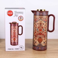 Thermos en verre isolé sous vide Soudi Arabic 1L avec couvercle et poignée, pour eau chaude
