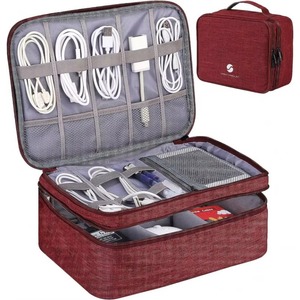 Échantillon gratuit : Organisateur d'électronique de voyage, sac étanche pour câbles et accessoires électroniques, double couche, grande capacité - Product Image 1