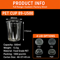 Gobelet en plastique PET transparent écologique avec couvercle, design à paroi simple, pour jus, boba, café, lait, thé