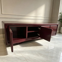 Buffet en contreplaqué laqué brillant avec console basse incurvée peinte, 4 portes, meuble de rangement pour salon