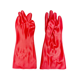 Gants de sécurité anti-choc en PVC rouge, résistants aux produits chimiques, anti-chaleur, imperméables, anti-coupure, sans poudre, sans silicone, pour travaux lourds (vente en gros) - Product Image 1