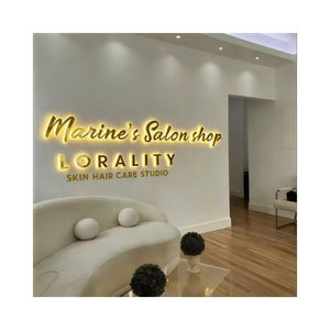 Enseigne en métal doré en acier inoxydable découpée au laser, enseigne publicitaire LED pour entreprise en extérieur, enseigne murale LED personnalisée avec logo 3D - Product Image 3