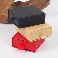 Boîte de tiroir en papier rigide noir de haute qualité pour bijoux revêtement UV gaufrage doublure en éponge de stratification mate pour emballage de stockage