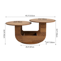 Table basse asymétrique moderne avec étagères circulaires décalées, base en noyer massif, pliable, meubles de salon pour maison minimaliste