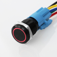 Langir 16mm étanche métal momentané RGB LED interrupteur à bouton poussoir lumineux anneau Led corps court interrupteur en métal avec câble personnalisé