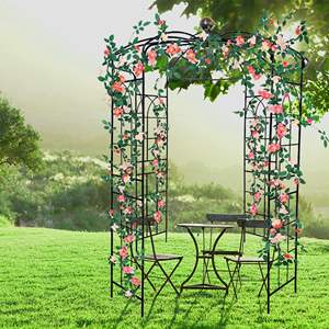 Arche de jardin en métal Db, 81,3'' de diamètre x 114,2'' de hauteur, forme cage à oiseaux, pergola en fer pour jardin, style classique, revêtement poudré noir - Product Image 5