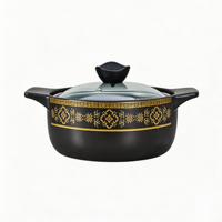 Olla de Cerámica Moderna con Tapa de Vidrio, Apta para Lavavajillas, Resistente al Calor, Antiadherente, Juego de Utensilios de Cocina Sin Inducción