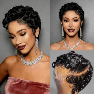 17$ Promotion Letsfly 13x4 Lace Frontal <b>Pixie</b> Cut <b>Wigs</b> For Black Woman Curly Human Hair Colored <b>Wigs</b> Grey, Highlight In Stocks - Product Image 4