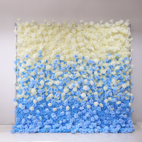 Mur de fleurs artificielles 3D en tissu, 8 pieds x 8 pieds, rouge, violet, blanc, avec plumes, pour décoration de mariage