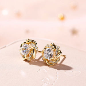Eleganti Orecchini a Perno a Forma di Fiore e Quadrifoglio per Donne, Accessori per Orecchie per Uso Quotidiano Estivo - Product Image 2