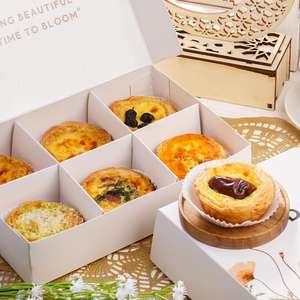 Boîte d'emballage en papier pour pâtisserie <span class=keywords><strong>jetable</strong></span> avec logo personnalisé, <span class=keywords><strong>prix</strong></span> de gros, boîte d'emballage pour tartes aux œufs avec compartiments - Product Image 2