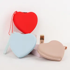 High Quality Silicone Cute Heart Shaped Purse Mini Coin Purse With Strap