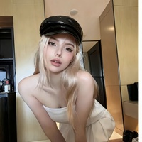Chapeau de capitaine en similicuir noir en gros, vierge, pour cosplay DIY, unisexe