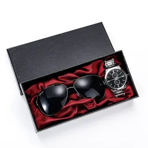 2 in 1 boutique Gift set Glasses large dial quartz watch gift choice quality men's business promotion gift set