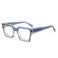 Nouvelles Lunettes de Vue Carrées de Style Coréen de Luxe à Monture Pleine en Plaque, pour Hommes et Femmes, Couleur Bleue, Personnalisables