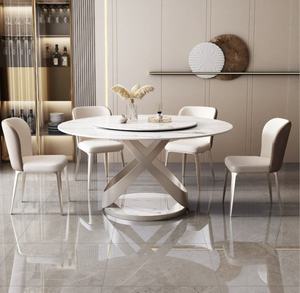 Conjunto Moderno de Muebles con Mesa Giratoria Redonda de Mármol Blanco para Sala de Estar, Cómodo para Uso en Hogar, Villa, Hotel o Apartamento - Product Image 3