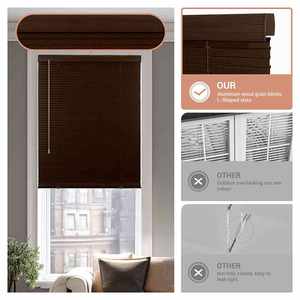 1 بوصة خشب صناعي ألومنيوم شرائح على شكل حرف L ستائر صغيرة لاسلكية للنوافذ الداخلية حماية الخصوصية ستائر فينيسية - Product Image 4