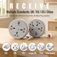 Prise de courant escamotable universelle avec 3 prises et 3 ports de charge USB intégrés
