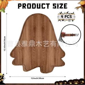 Plateau de service en bois d'acacia pour Halloween, couleur naturelle, pour apéritifs, décoratif, pour la maison - Product Image 5