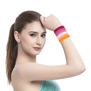 New Style Rainbow Colors Sports Absorbent Towel Breathable Wrist Guard Use For Basketball Badminton Tennis Running Fitness