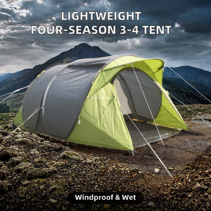 Tenda a Cupola Leggera in Fibra di Vetro per 3-4 Persone, Quattro Stagioni, per Campeggio, Bicicletta, Viaggi, Una Camera da Letto, Impermeabile - Product Image 2