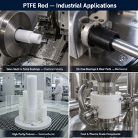 PTFE Rod Pure & Glass/Carbon/Graphite/Bronze Filled D6-200mm Chemical Resistant Low Friction Valve Seat Bushing Seal