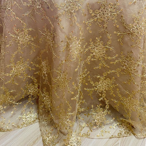 थोक 120 इंच सोने की कढ़ाई फीता ओवरले टेबल में लक्जरी राउंड फैंसी टेबल कवर - Product Image 3