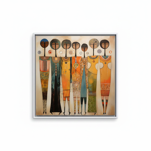 Impression sur toile de femmes africaines abstraites : Art mural ethnique de la fraternité, TOILE ENCADRÉE BLANCHE - Product Image 2