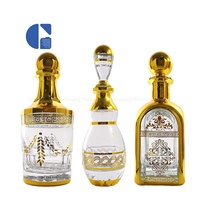 Bouteille de parfum d'huile essentielle en verre doré arabe de grande capacité rechargeable de luxe de 150ml 250ml 450ml avec le chapeau