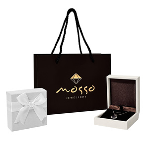 Sac de shopping en papier noir artisanal de luxe, écologique, recyclable, avec logo imprimé personnalisé et poignée en ruban, pour bijoux et cadeaux - Product Image 1