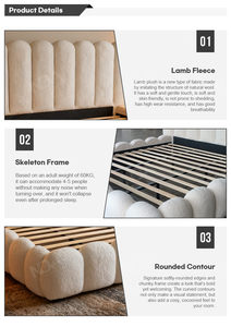 NOVA Letti Matrimoniali Moderni di Lusso con Rivestimento in <span class=keywords><strong>Velluto</strong></span> Crema, Strutture in Legno per Letti King Size e Queen Size - Product Image 6