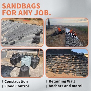 50 ס "מ * 80 ס" מ שקיות חול כבד עבור 50 ק "ג ארוגים פוליפרופילן ארוגים שחורים ריקים עם הגנה UV - Product Image 2