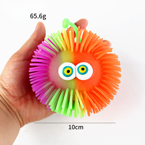 Hochwertige Bunte Langhaarige Leuchtende TPR Stressabbau Sensorisches Spielzeug Elastische Raupe Pufferbälle für Kinder - Product Image 5
