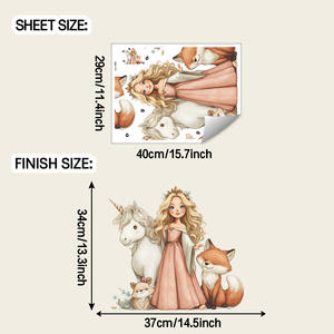 <span class=keywords><strong>Adesivi</strong></span> Murali 3D Impermeabili Personalizzati con Personaggi Cartoon Carini Cavallo Volpe Principessa per Cameretta Bambina - Product Image 5