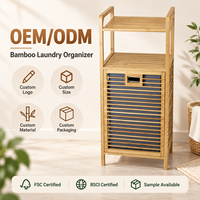 Panier à linge en bambou personnalisé OEM ODM avec logo, 2 étagères de rangement pour vêtements sales, organisateur domestique