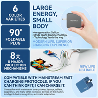 NIUBAILE Chargeur mural portable pliable 45W Mini GaN PD3.1 à charge rapide USB-C, écologique, pour téléphones mobiles