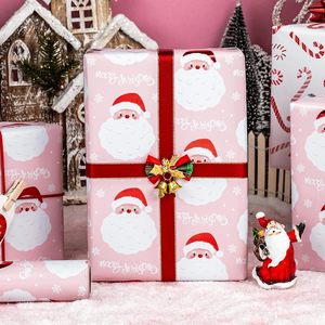 Merture <b>Pink</b> Santa Christmas Wrapping Paper 17 In X 32.8 Ft Eco-Friendly Gift <b>Wrap</b> For Holiday Crafting - Product Image 2
