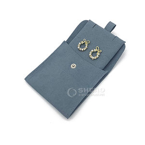 Factory Fashion <b>Earring</b> Canvas Envelope Pouch High-quality Leather Envelope Pouch with Button Jewelry <b>Gift</b> Velvet Leather Pouch - Product Image 1
