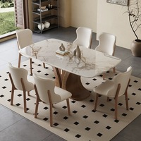 Ensemble de table à manger rectangulaire en bois massif, moderne, extensible, imperméable, pour 6 personnes, style nordique