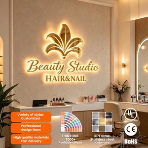 Enseigne personnalisée en acier inoxydable 3D rétroéclairée, lettres de logo LED lumineuses de luxe pour salon de beauté, salon de coiffure, studio de manucure - Product Image 1