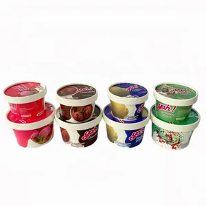 High Quality Various Size Cold Custom Printed Yogurt Paper Cup Ice Cream Bucket with Lid