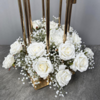 Décorations de table de mariage OEM/ODM, guirlande de fleurs artificielles en soie réaliste, arrangement blanc, rouge et corail